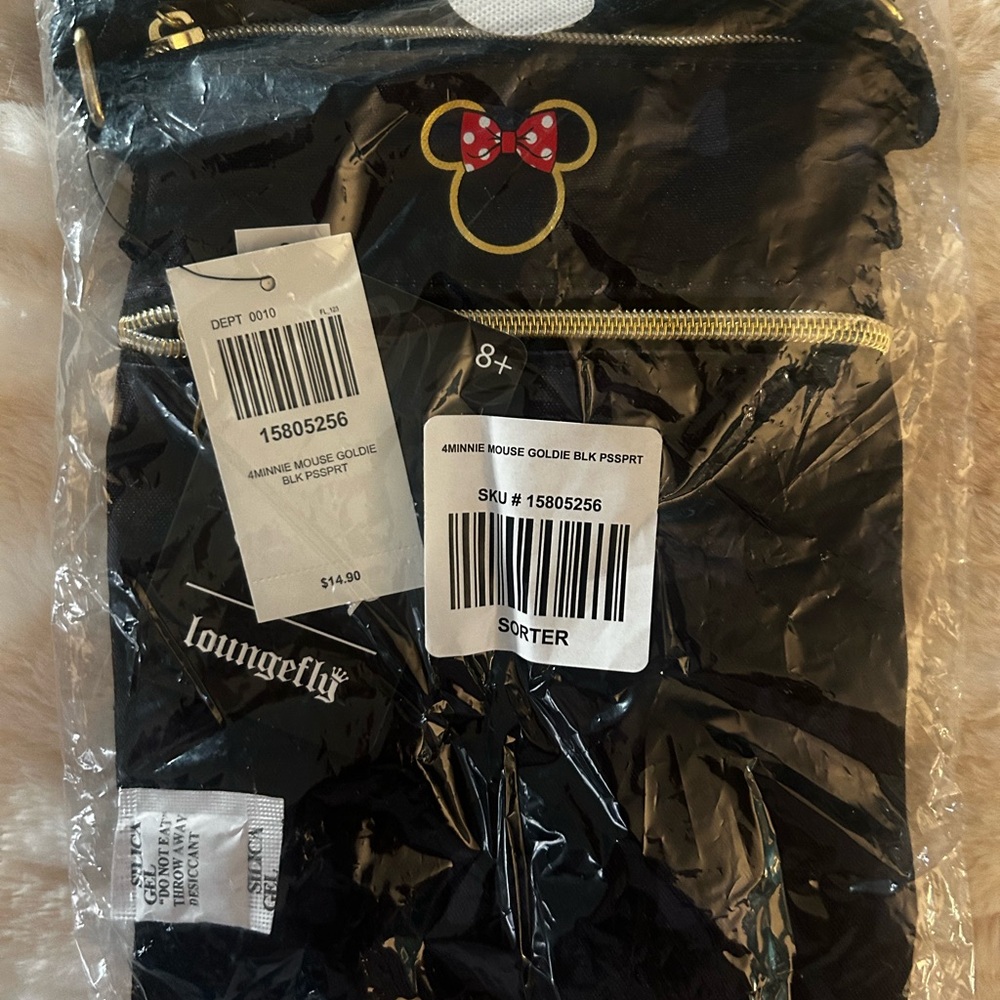 Loungefly Black and Gold Minnie Mouse Bag